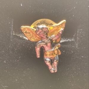 Vintage Gold Tone Angel Tack Pin Dime Size